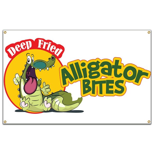 Alligator Bites Banner Heavy Duty 13 Oz Vinyl with Grommets